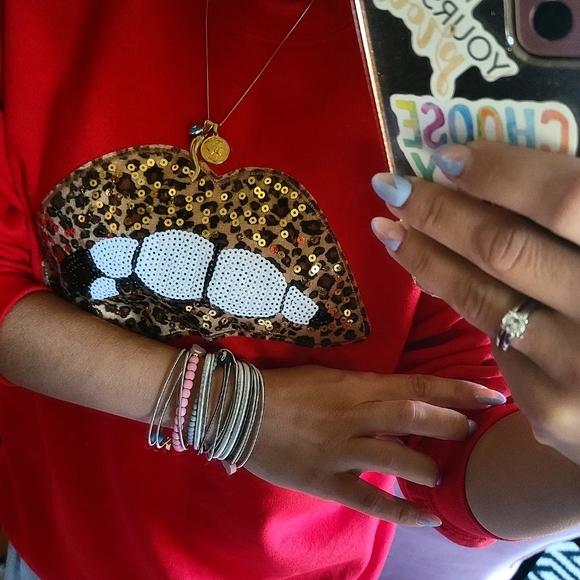 Red leopard lips crewneck - Picture 3 of 3